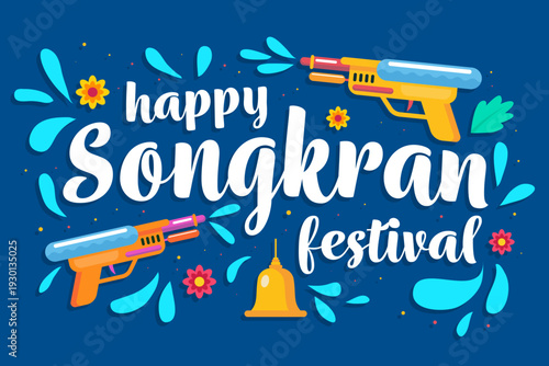 happy songkran festival background illustration in flat design