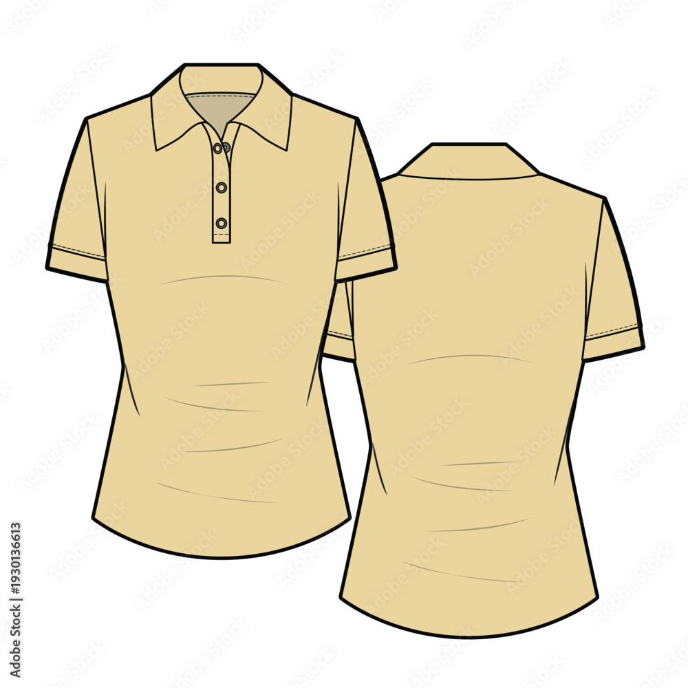 Naklejka premium Lady uniform polo vector design technical drawing by adobe illustrator.