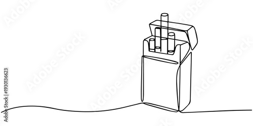 Minimalist Pack of Cigarettes: A minimalist, continuous line art depiction of a pack of cigarettes.