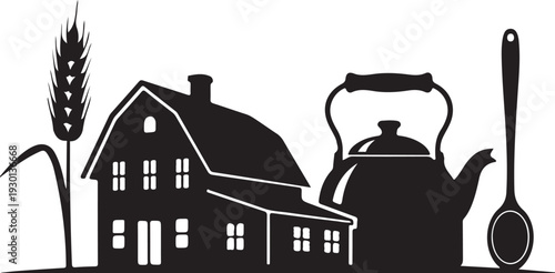 farmhouse kitchen wall decor design featuring rustic typography and cozy country-style elements.