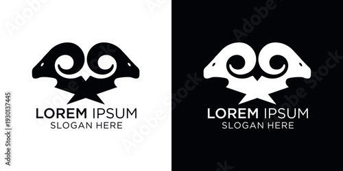 Versatile logo design featuring a stylized ram or sheep Goat head silhouette with customizable text, ideal for businesses seeking a professional and modern brand identity