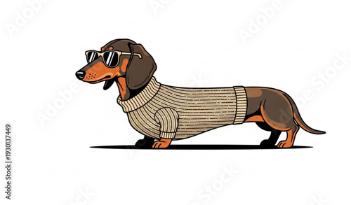 Stylish Dachshund Dog Retro Fashion Vector Art