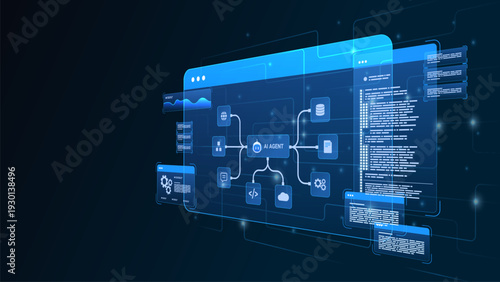 AI workflow automation artificial intelligence. ai agent workflow diagram dashboard machine learning architecture data processing system, coding, analytics diagram and automation system.