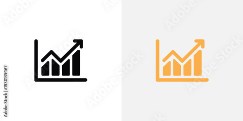 A yellow icon of a graph with an upward trend arrow on a white background