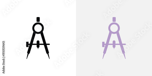 Black and purple compass drafting tools geometry architecture