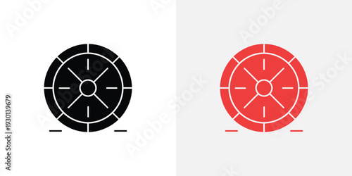 Black and red circular target with white outlines targets