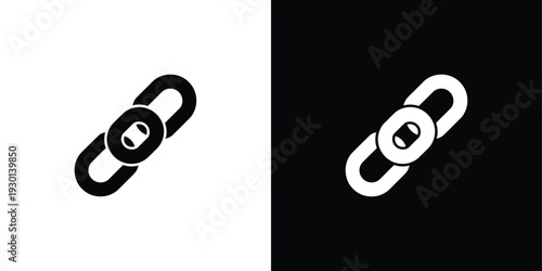 Black and white chain link on split background symbol 1