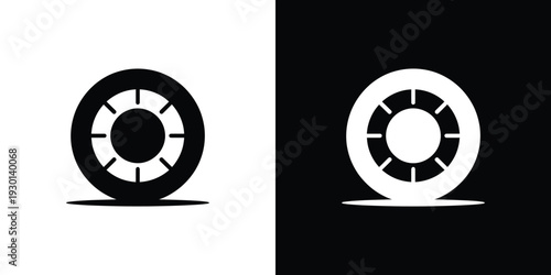 Black and white of a wheel with lines circle symbol