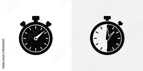 Black and white stopwatch with different clock faces