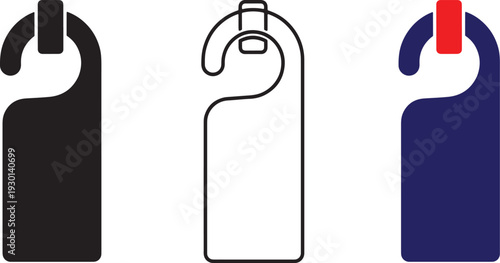 Three door hangers in different colors and styles hanging vertically