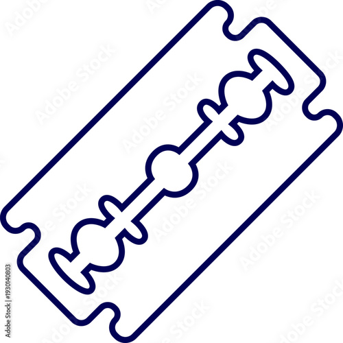 Outline of razor blade. Sharp gleaming double edged razor blade icon symbolizing precision danger and a clean cut against a white background