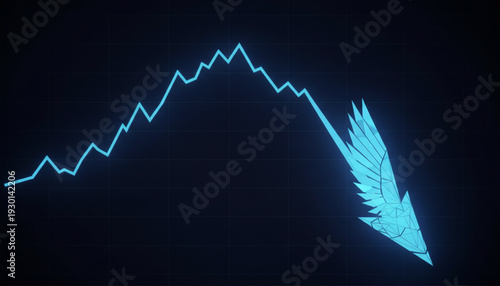 Animated Financial Growth Graph. Illustration of incredible financial growth, a stock market boom or an impressive increase of business sales. Blowing neon business Arrow....