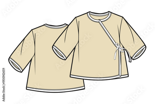 Baby kimono mockup template vector design technical illustration.