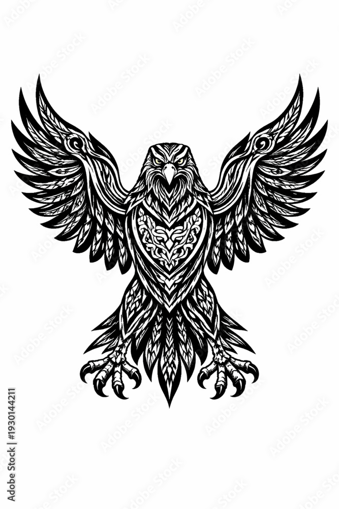 Fototapeta premium Vector Illustration of Tribal Polynesian Style Tattoo of Eagle
