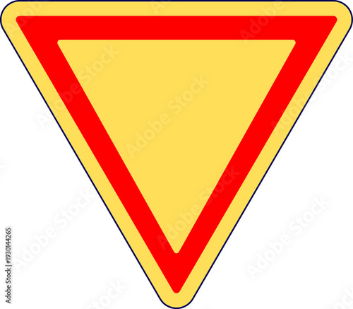 Vector of Yield or Give Way traffic sign. Yield Sign. A clear and concise yield sign, its bold triangle shape immediately communicates the need to give way, ensuring traffic safety.  