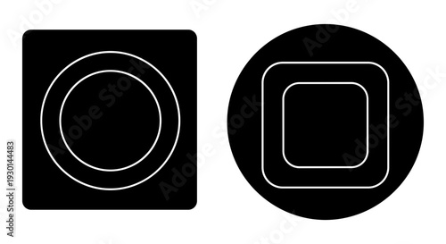 Geometric shapes comparison featuring two distinct circular designs with inner cutouts. Vector, illustration