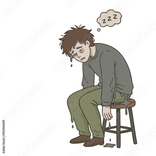 burnout exhausted office worker at desk emotional fatigue concept vector illustration