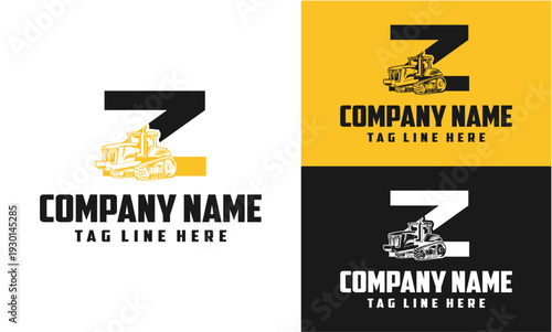 Letter Z Tractor Farming Machine Logo Vector