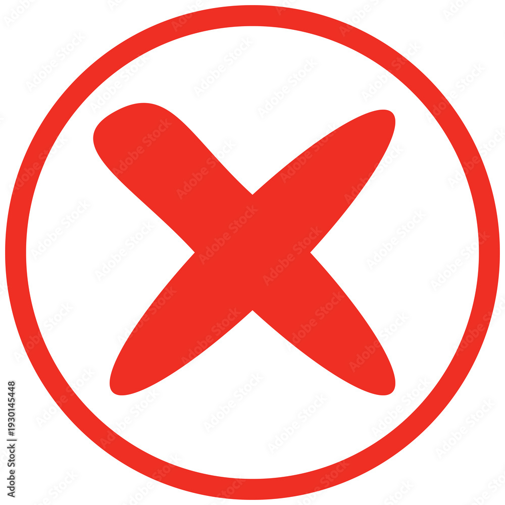 Obraz premium cross mark in flat red style