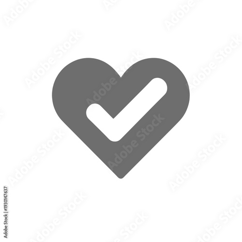 Filled Heart With Check Mark UI Icon for App UI