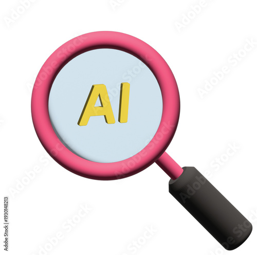 3D AI Search Icon Illustration