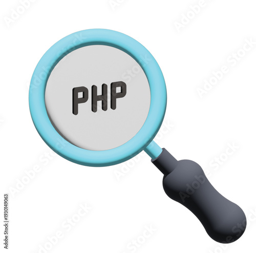 3D PHP Code Search Icon Illustration