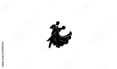 Ballroom Dance Couple Silhouette – Elegant Wedding Vector Graphic