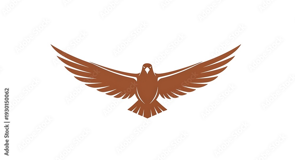 Obraz premium Elegant Copper Eagle or Falcon Emblem for Symbolism of Freedom, Power, and Vision, Displayed with Wings Spread Wide on a White Background