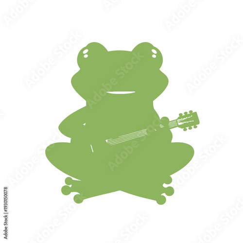 Green frog silhouette playing guitar