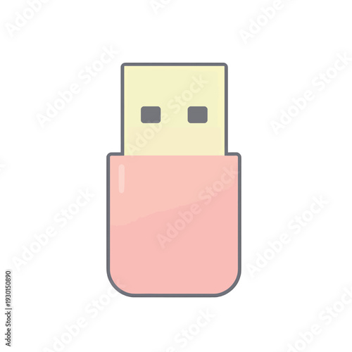 Pink USB Flash Drive Vector Icon for App Interface