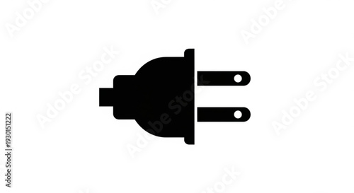 Black electrical plug icon isolated on a simple background, viewed directly from the front.