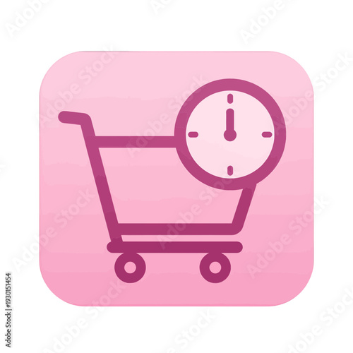 Shopping Cart with Clock Timeout App Icon for Ecommerce UI