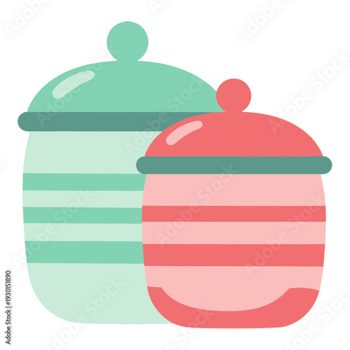 Two Striped Canisters Storage Container Flat UI Icon for App Interface