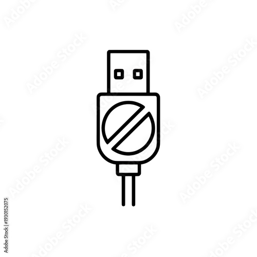 USB Cable Disconnect Line Icon for App UI