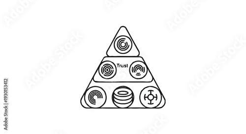 Hierarchical Pyramid Diagram with Circular Icons Representing Levels.