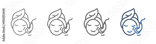
outline icon set facial with design of people with facial treatment