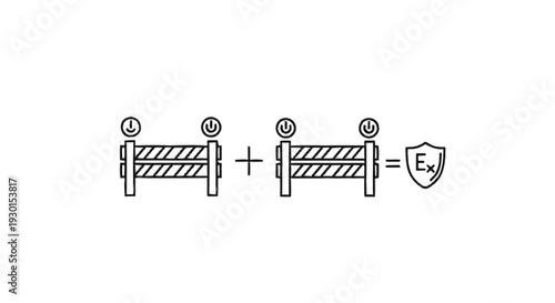 Illustration of two electric fences combined to create a protective shield.