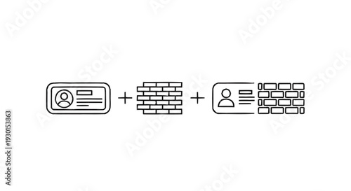Identity card protected by brick wall security concept.