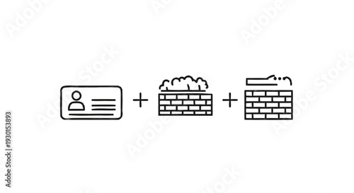 Identity card plus brick wall and construction elements.
