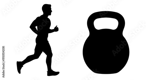 Athlete preparing to lift a kettlebell for strength training exercise Vector, illustration