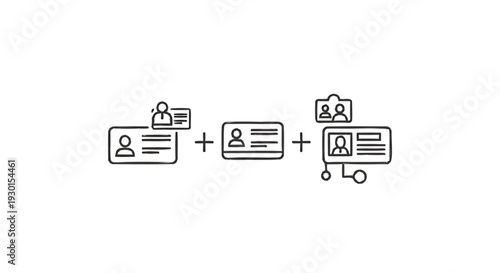 Identity cards and personal information icons representing data management.