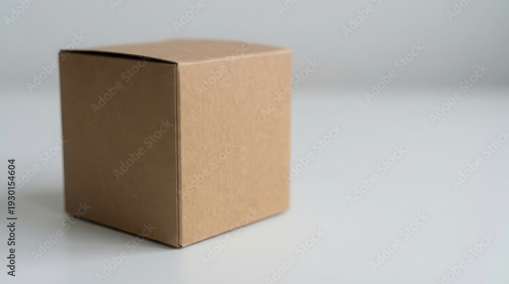Obraz premium Plain cardboard box sitting on a simple light grey surface