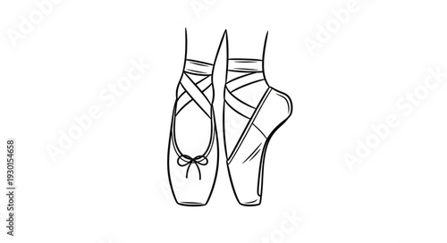 Ballet Shoes Illustration Black White.