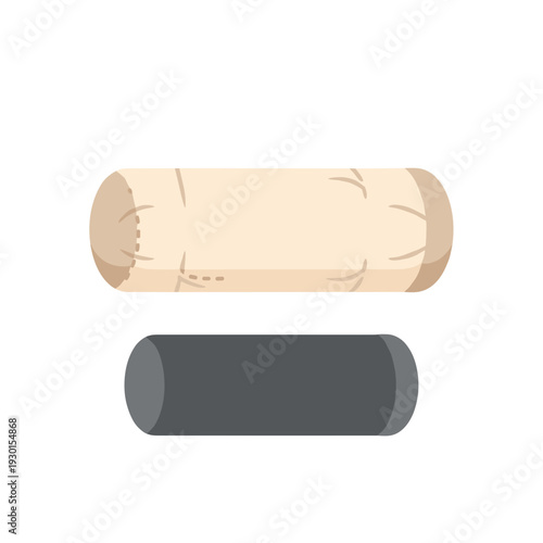 Cotton bolster pillow isolated on white background with minimalist design, featuring soft beige fabric and simple cylindrical shape