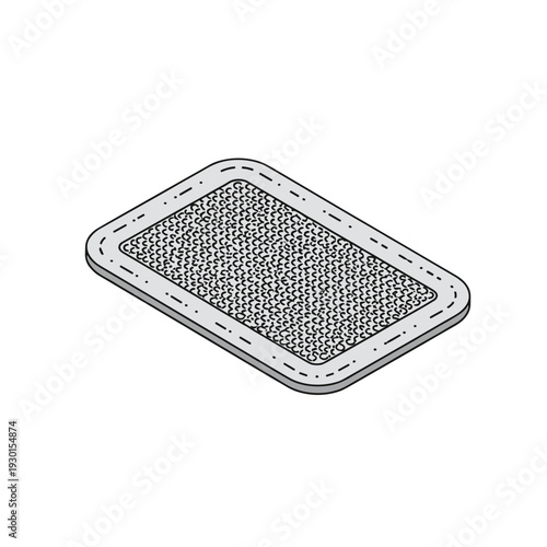 Rectangular shower mat with textured surface isolated on white background, featuring detailed stitching and minimalist design