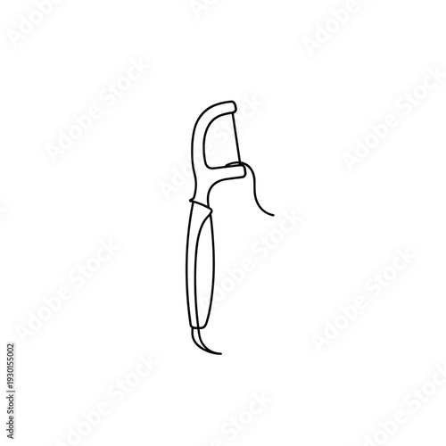 Minimalist black line drawing of a tooth flosser isolated on a white background, showcasing sleek design and simplicity