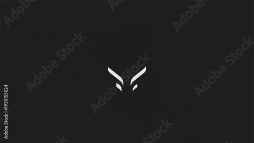 Minimalist abstract bull head logo design on black background.