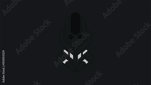 Minimalist abstract dark graphic design with geometric shapes.