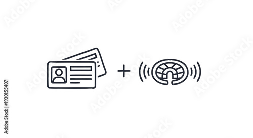 Identification Card and Wireless Signal Icon Combination.