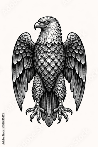 Vector Illustration of Stick and Poke Style Tattoo of Eagle